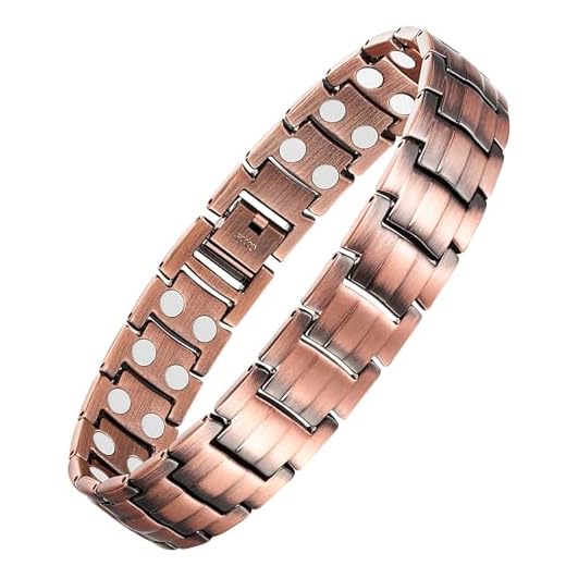 Feraco Men's Copper Magnetic Bracelet for Arthritis Pain Relief Elegant 99.99% Solid Copper Bracelets with Double-Row Strong Magnets