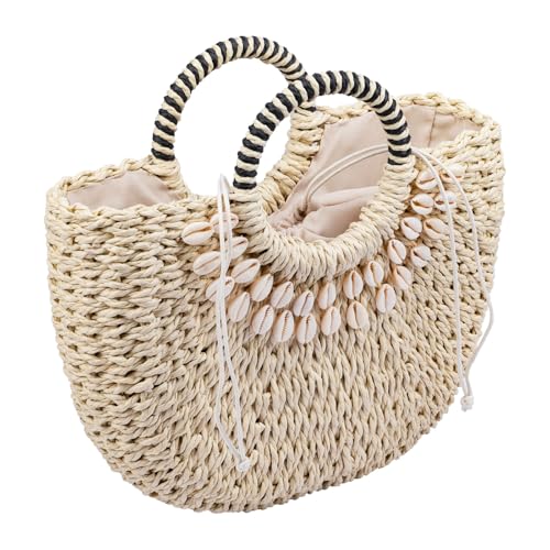 Image of Straw Bags For Women 2025 Summer Rattan Bags Women Straw Hand-woven Top-handle Handbag Sea Rattan Tote Clutch