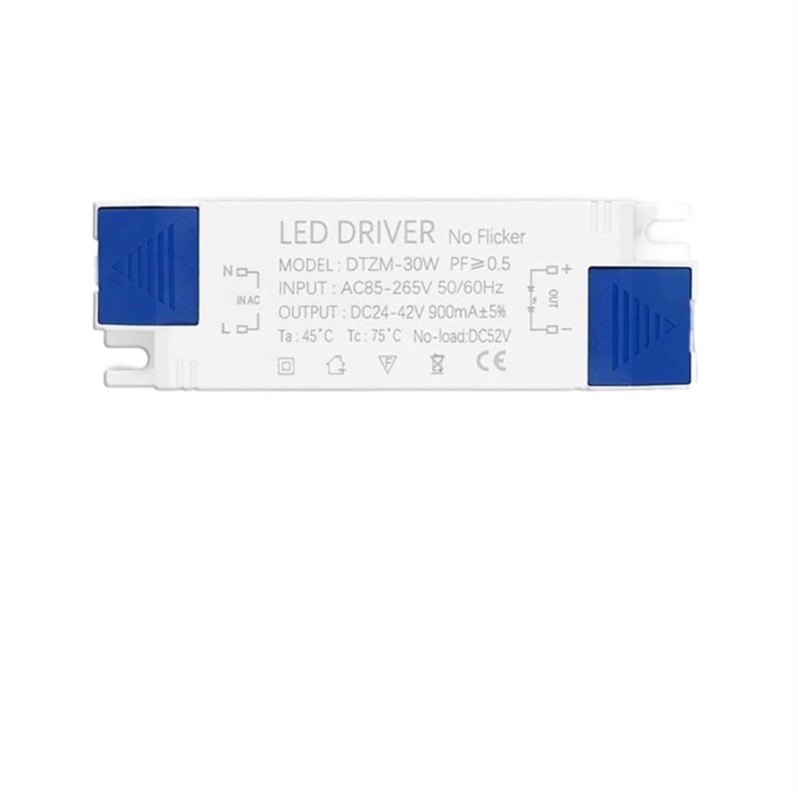 LED Power Supply Adapter 10W 20W 30W 40W 50W Lighting DC24-42V AC85-265V Panel lights For LEDs Driver No Flicker (Color : 30W DC24-42V 900mA)