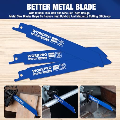 WORKPRO 10-Piece Reciprocating Saw Blades Set (152mm/230mm) | Sabre Saw Blades for Metal/Wood Cutting | Bi-Metal Saw Blades Set with Plastic Storage Box | Compatible with Most Reciprocating Saw 8 WORKPRO 10-Piece Reciprocating Saw Blades Set (152mm/230mm) | Sabre Saw Blades for Metal/Wood Cutting | Bi-Metal Saw Blades Set with Plastic Storage Box | Compatible with Most Reciprocating Saw - Image 8