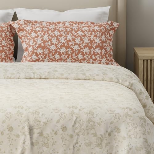 Image of Layers 100% Cotton for Double Size Bed | 120 TC Floral, Soft, Breathable, Machine Washable Bedsheet with 2 Pillow Covers | Forever Collection (224 x 254 cm) - Grey & Brown