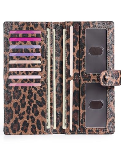 Slim Wallet Women RFID Blocking Vegan Leather Bifold Clutch Wallet Credit Card Holder with 2 ID Windows & Zip Pocket