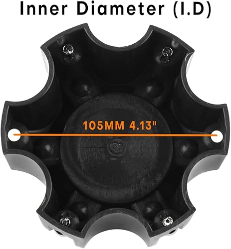 Miniatura 3 de Tapones centrales de rueda de 4.49 pulgadas para repuesto de cubierta central negra balística, paquete de 4, 6 lengüetas