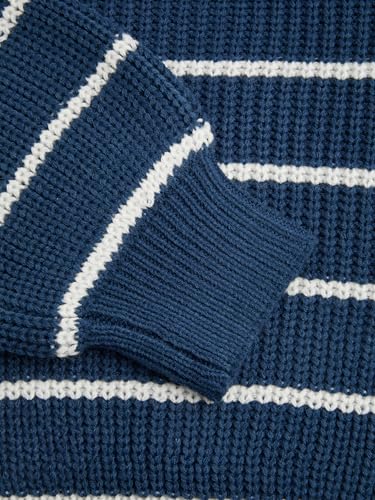Image of CIDER Women's Cropped Striped Sweater Long Sleeve Crew Neck Trendy Pullover Tops