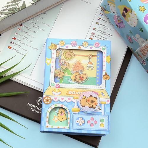 Image of Geluode Capybara A7 Mini Notebook, Capsule Toy Design Cute Kawaii Capybara Theme, Fun and Functional Notepad for Journaling, Memos and Gifts for Kids Students (Blue)