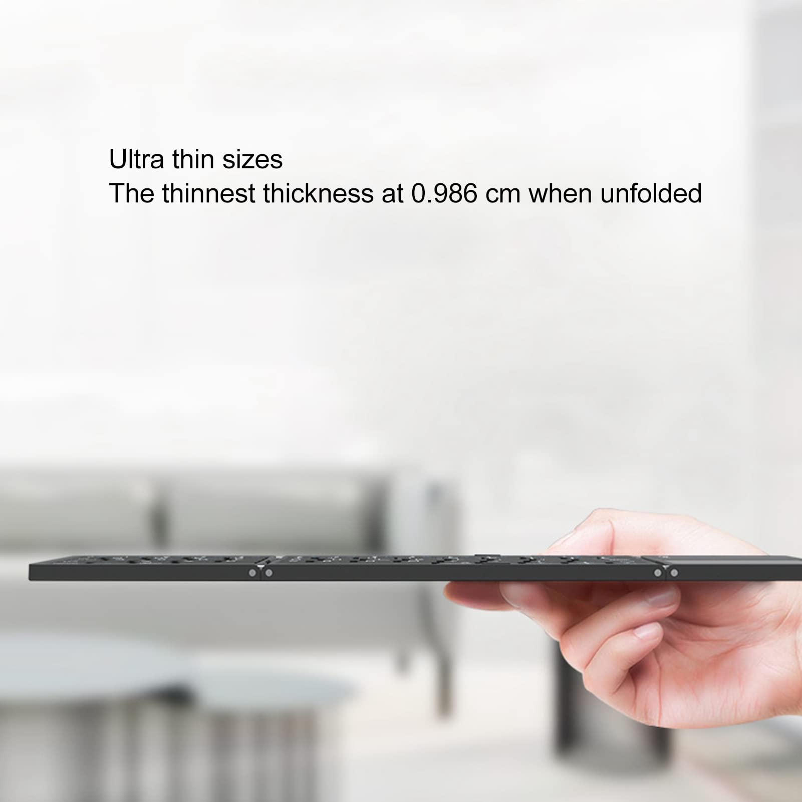 B089T Składana Klawiatura, Potrójnie Składana Przenośna Bezprzewodowa Klawiatura z Touchpadem, 64 Klawisze USB C Klawiatura Komputerowa dla Androida Laptop Tablet (Szary)