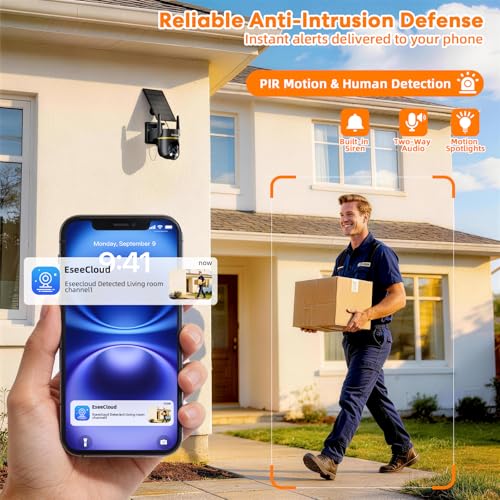 Lybuorz 5G/2.4GHz WiFi Solar Outdoor Wireless Security Camera, 4MP PTZ Cameras for Home Security Outdoor,Full Color Night Vision, AI Motion Detection, Siren Alarm, 2-Way Audio,Work w/Alexa, Waterproof by Lybuorze - Used condition - Image 5