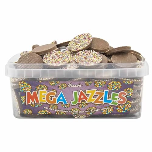 Hannahs Mega Jazzies Milk Chocolate Candy Discs with Colourful Sprinkle Topping Tub