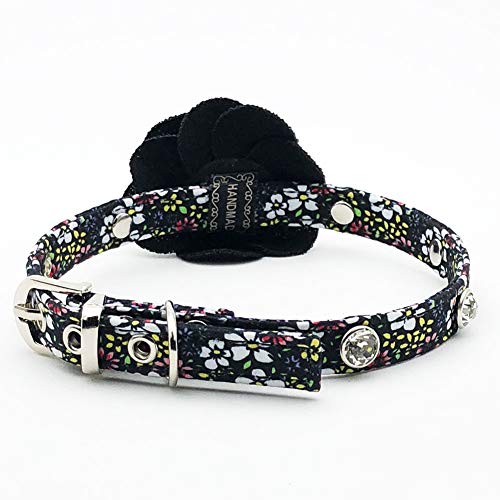 Petfavorites Rhinestone Dog Collar, Crystal Dog Birthday Jewelry, Bling Cat Collar With Flower Charm, Kitten Teacup Puppy Toy Yorkie Chihuahua Clothes Costume Accessories (Pattern C, Size S) #TOP3