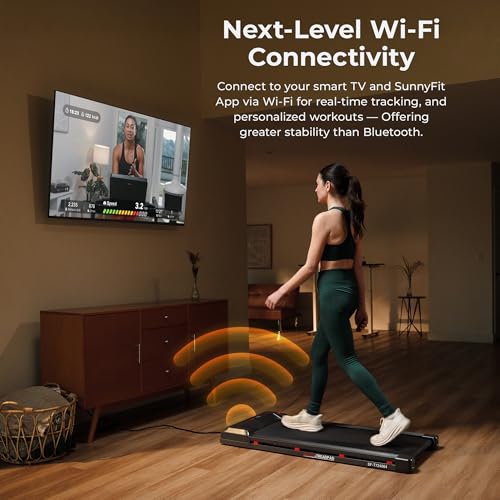 Sunny Health & Fitness Smart WiFi Treadmills – Compact, Foldable, Portable, Under Desk & Incline Options (Manual & Auto), Brushless Motor, & Bluetooth SunnyFit App, LED Display, Shock Absorption - Image 3