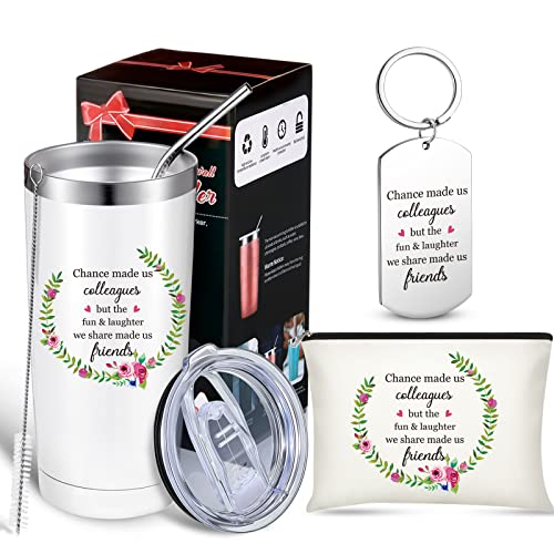Mimorou Coworker Gifts Set For Women 20 Oz Mug Tumbler Makeup Bag And Key Chain Gift Leaving New Job Farewell Retirement Goodbye Christmas Birthday Boss Friends Cup #TOP16