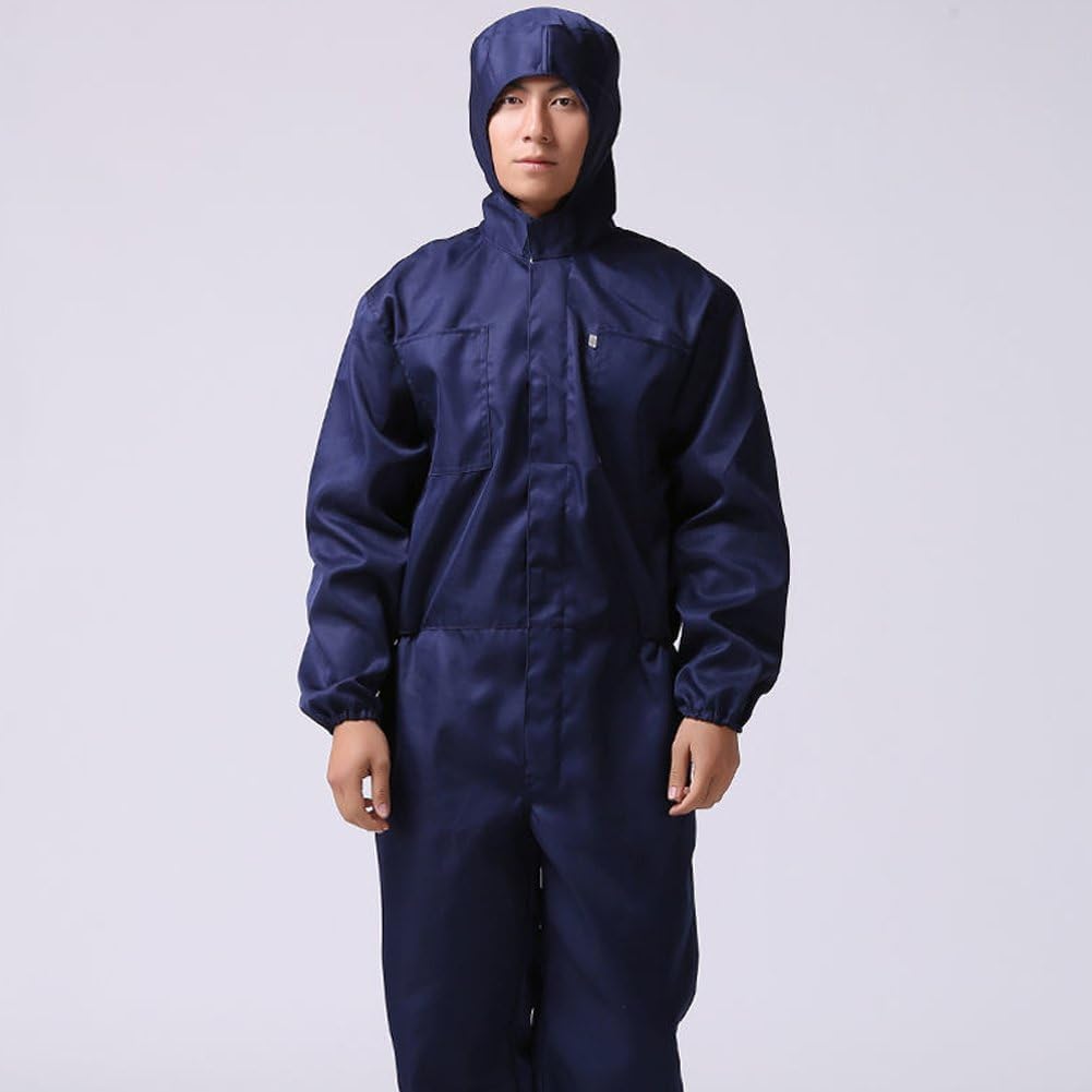 Men's Workforce Coverall Protective Workwear Boiler Suit Dustproof Hooded Coverall Unisex Mechanic Uniform for Garages
