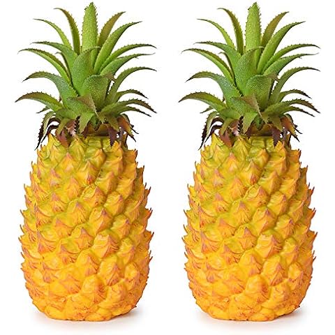 Lvydec 2 Pack Artificial Pineapple, Realistic Artificial Fruit Fake Pineapple for Home Cabinet Table Party Decoration (10.2" - 2 Pack) Cover