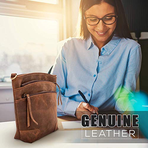 Bolso bandolera de cuero para mujer miniatura 2