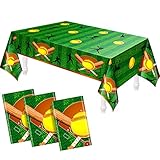Patelai Softball Tablecloth Birthday Party Supplies Plastic Disposable Table Covers Decorations 86 x 51 Inch for Themed (3 Packs), Yellow and Green