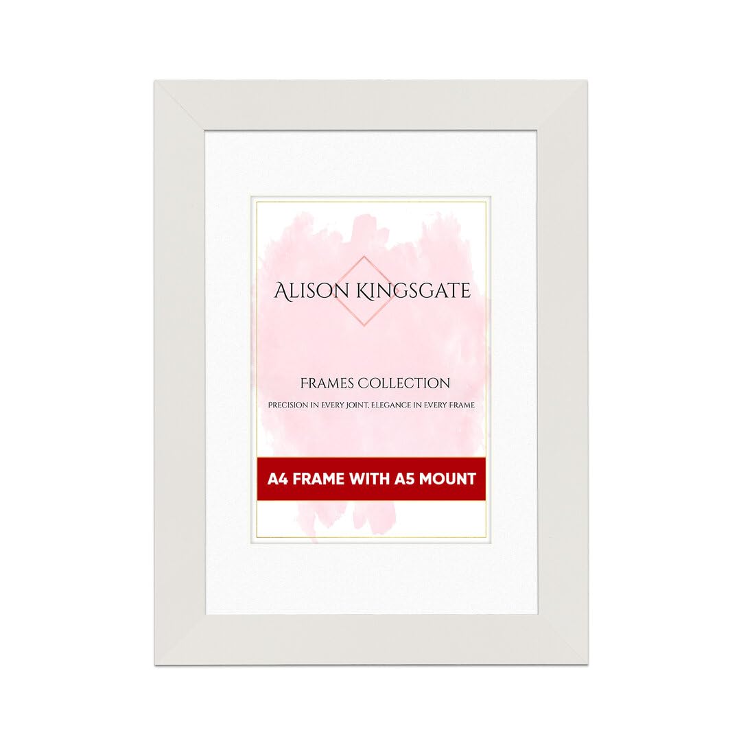 Alison Kingsgate A4 White Picture Frame with Mount for A5 Photos
