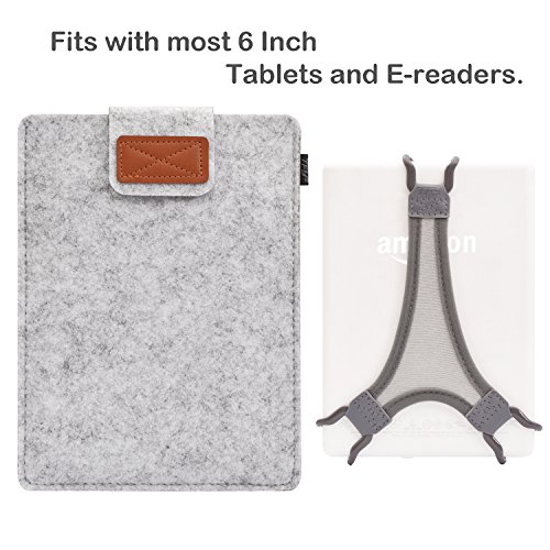Tfy Protective Carrying Pouch Bag (Grey), Plus Bonus Hand Strap Holder For 6 Inch Tablets And E-Readers, Fits Fire Hd 6” – Kindle/Kindle Paperwhite/Kindle Voyage And Other 6” E-Readers #TOP1