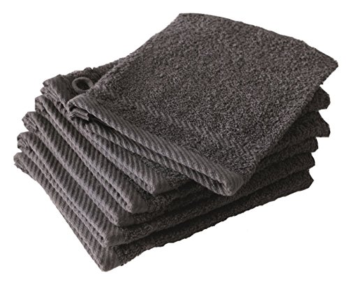 De Witte Lietaer 194828 Waschlappenset 6-TLG., Baumwolle, Dunkelgrau, 15 x 22 cm
