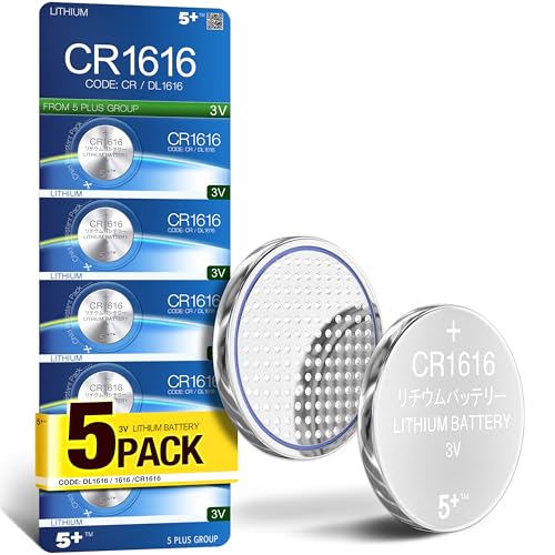 CR1616 DL1616 ECR1616 BR1616 KCR1616 3V Lithium Coin Cell Batteries (5 Pack) Long Lasting Button Battery for Car Key Fobs Watches & Small Electronics