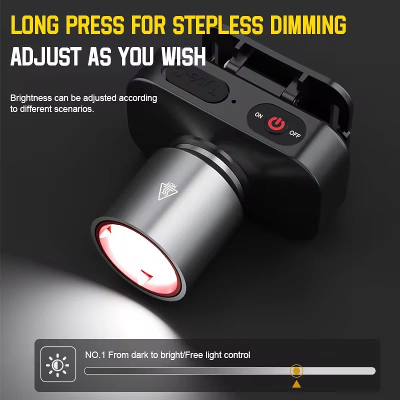 Image of GlowBase Headlamp Torch with Headband, Rechargeable, Zoomable LED with 3 Light Modes, Type C Charging, Battery Power Indication, for Cycling, Trekking, Camping (Black)