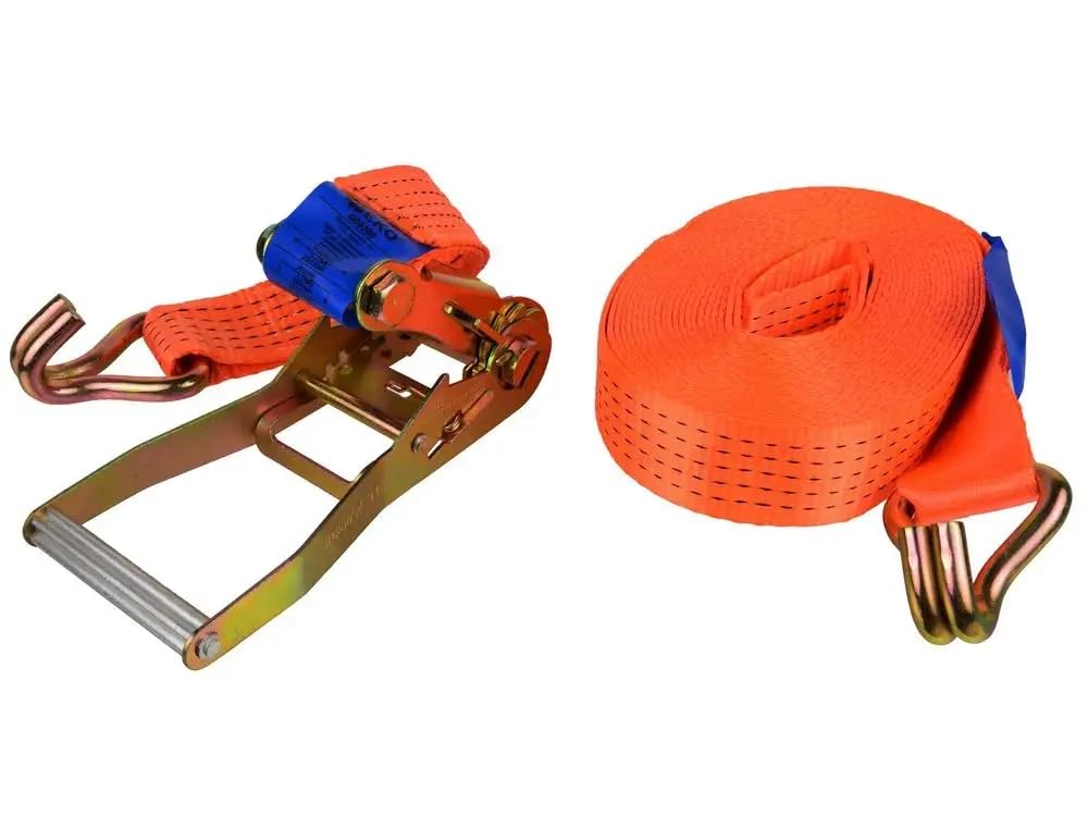 Geko g02360 Spanngurt mit Ratsche Gurt mit J Haken 10 m/5T/50, Mehrfarbig