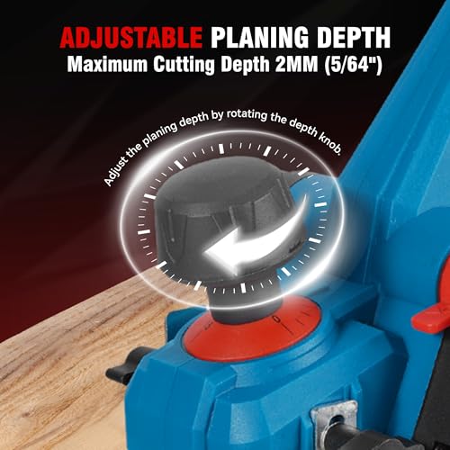 Electric Cordless Planer Wood Planer Tools - with 82mm Planing Width, 0.2mm Micro-Adjustment, with Dust Bag, for Furniture DIY (Incl. 2 Batteries & Charger) 3 Electric Cordless Planer Wood Planer Tools - with 82mm Planing Width, 0.2mm Micro-Adjustment, with Dust Bag, for Furniture DIY (Incl. 2 Batteries & Charger) - Image 3