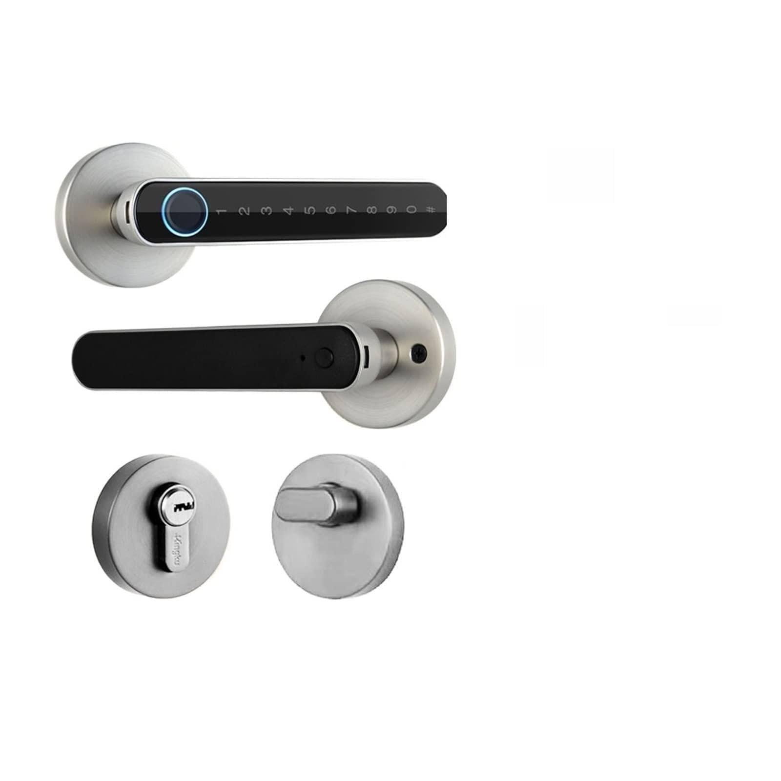Front Door Lock Tuya Biometric Fingerprint Smart Door Lock Password Electronic Digital Keyless Entry Knobs for Bedroom Home(3201siliver)