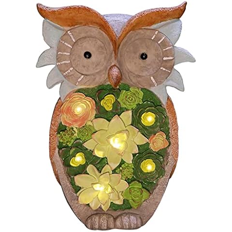 Garden Ornament Owl Figurine, Solar Powered Outdoor Lights, Waterproof Resin Garden Statue for Yard Lawn Decoration Gift Cover