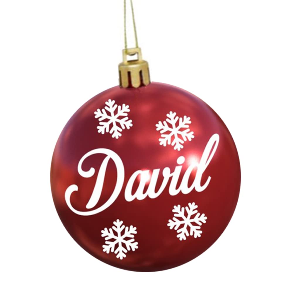 Bola de Navidad Roja Personalizada con Nombre – Adorno Navideño de 8 cm con Cinta Dorada para Colgar
