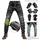 QIYUANT Herren Motorradhose Motorrad Reiten Schutzhose Denim Jeans Reißfester Stretch Vintage Jeanshose mit Abnehmbar Rüstung Knie-Hüftpolster (Schwarz, XL)