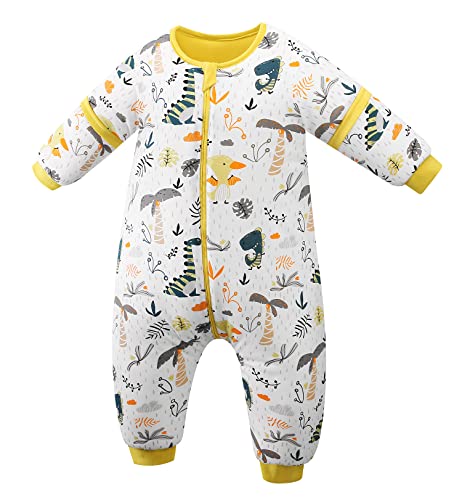 ChicSky - Saco de dormir para bebés y niños pequeños con piernas y manga larga de 100 % algodón desmontable, de 4 a 6 años