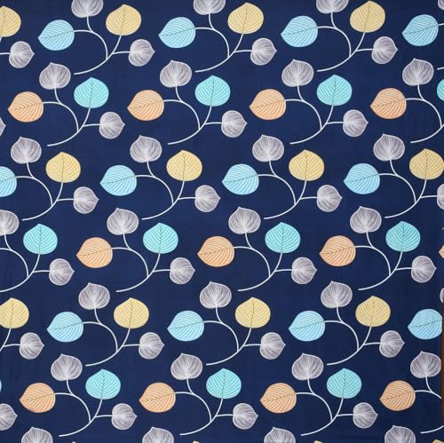 Image of VAS Collections Premium 3D Printed 144 TC Microfiber Single Bedsheet with 1 Pillow Covers (220X152 cm) Navy Blue & Yellow