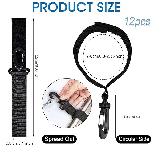 Eowppue 12-Pack Storage Straps with Carabiners, Versatile Cable Ties for PC TV, Desk & Garage - Image 2
