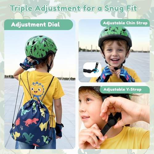 Image of Toddler Bike Helmet with Gloves and Backpack Set, 3 Sizes for Baby Infant to Kids Ages 1-3 3-5 5-8+, Adjustable Boys Girls Bike Helmet for Bicycle /Scooter /Skateboard /Roller Skate