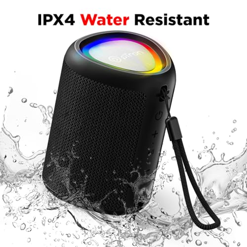 Image of pTron Fusion Mount V2 Mini Bluetooth Speaker with 12W Euphonic Sound, 10 hrs Playtime, Prismatic RGB Lights, Multi-Playback Modes-BT5.1 /TF Card /Aux-in Port, Type-C Charging & TWS Feature (Silk Black)