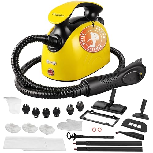 Waitbird Dampfreiniger multifunktionaler Haushalts-Reiniger 4.5 Bar Hochdruck & 120C 1500W 5 Min Schnellaufheizung 1100ML Tank 21-teiliges Zubehör für Fußboden Sofa Polster Fenster