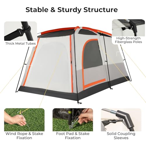 Carpa de camping para 4-6 personas con toldo impermeable miniatura 7