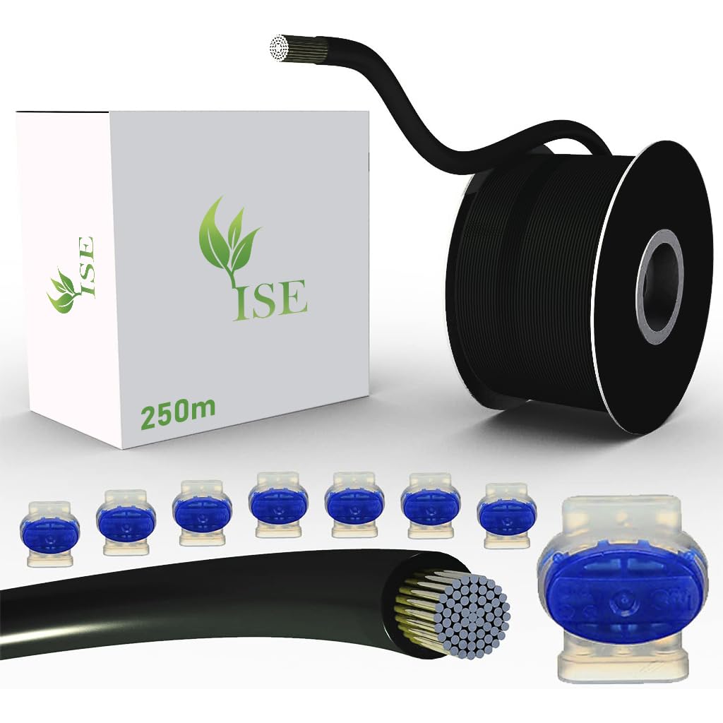 ISE Cavo perimetrale da 250 m + 10 connettori per robot tosaerba compatibile con molti modelli