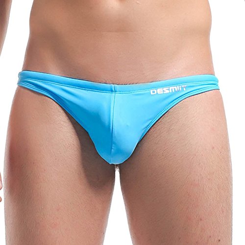 sandbank Men's Sexy Low Rise Mesh Thong Swim Briefs (Asian Tag XL Waist:33"-35", Light Blue #1)3