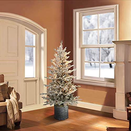 Puleo International PTO9760-45C07 4.5 Foot Pre-Lit Potted Flocked Arctic Fir Artificial Christmas Tree thumb #1