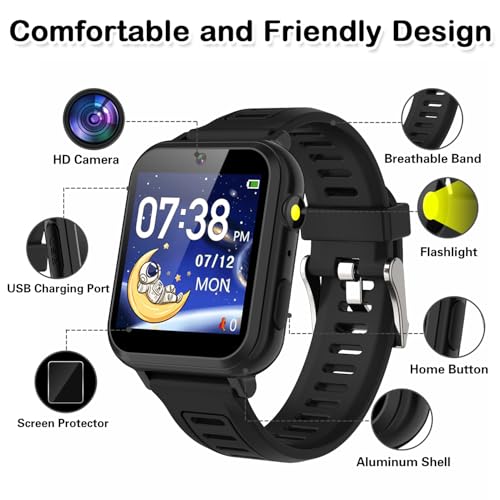 Image of Cosjoype Kids Game Smart Watch for Kids with 39 Puzzle Games HD Touch Screen Camera Music Player Pedometer Alarm Clock Calculator Flashlight 12 /24hr Kid Watch Gift for 4-12 Year Old Boys Toys for Kid