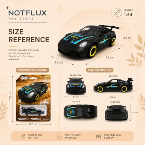 Image of Porrsche 911 GT3 RS Diecast Metal Pull Back Toy Car, 1:64 Scale Collectible Model for Kids and Collectors [Random Colour] [Pack of 1]