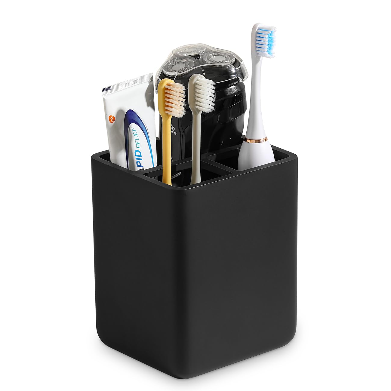 Luxspire Toothbrush Holders 3 Slots Toothpaste Toothbrush Holder for Bathroom Resin Toothbrush Stand Electric Toothbrush Holder with Drain