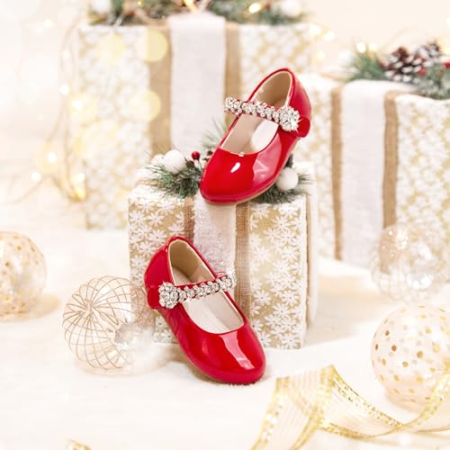 Image of PHIRAMIN Toddler Flower Girl Glitter Dress Shoes Little Girl Ballet Flats Bow Wedding Party