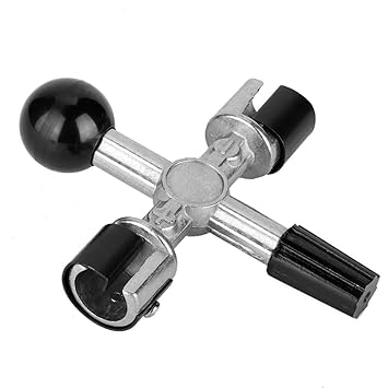 Small Size Terminal Scraper Battery Terminal Cleaner, Clamp Ramer Automotive Accessory, 4 Way Black + Silver for Vehicle Battery Auto