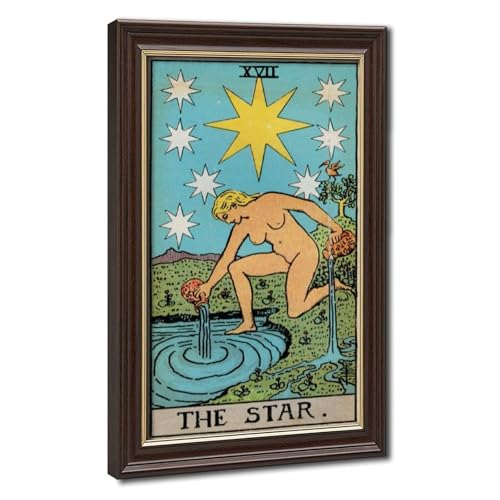Poster de carte de tarot The Star WCYB - Impression sur toile premium et suspension en bois