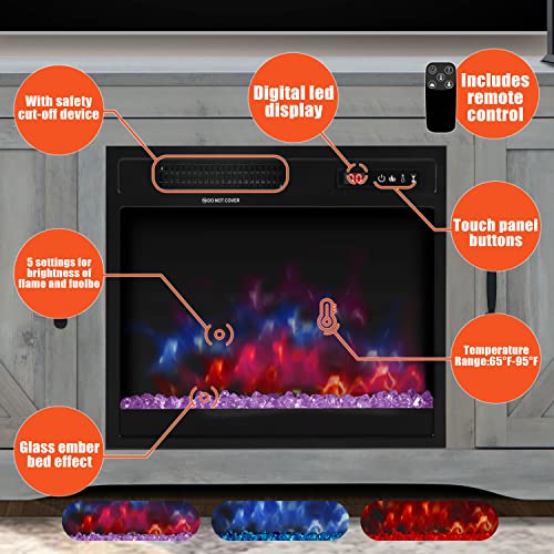 ENSTVER Fireplace TV Stand with Barn Door,Wood Media Entertainment