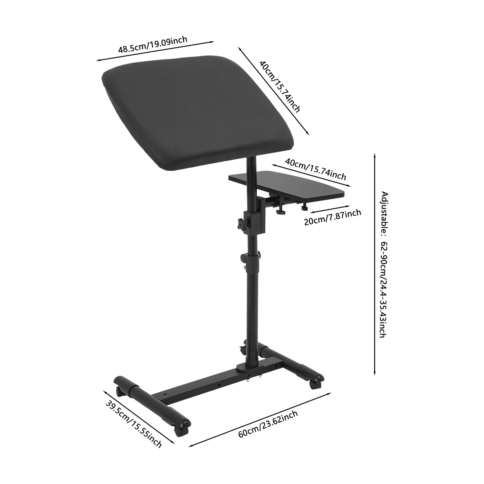 Tattoo Arm Rest Stand, Adjustable Height Tattoo Workstation with Wheels & Workbench, Rotation Armrest Stand for Beauty Salons, Studios, Dental Clinics, Tattoo Shops