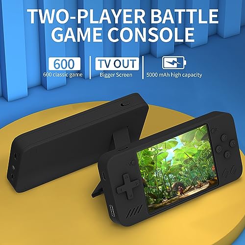 Fsjun 3.5'' HD screen Retro Handheld Game Console, 600 Built-in Classic Games, Support TV Out & Two Players with 2 Gamepads, 5000mAh Rechargeable Battery (Black) - Image 6