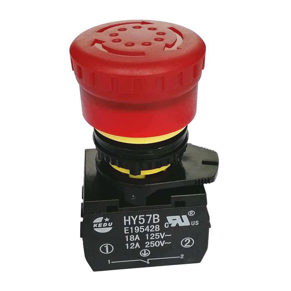 HY57B 250 V 12 A 1NC pulsante pulsante pulsante rosso di emergenza per elettrodomestici